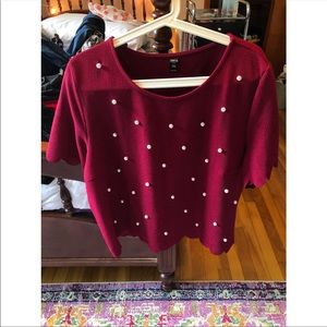 Maroon Scalloped Shirt